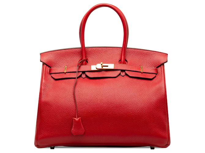 Hermès rouge 2011 Clémence Birkin Retourne 35 Cuir Veau façon poulain  ref.1238724