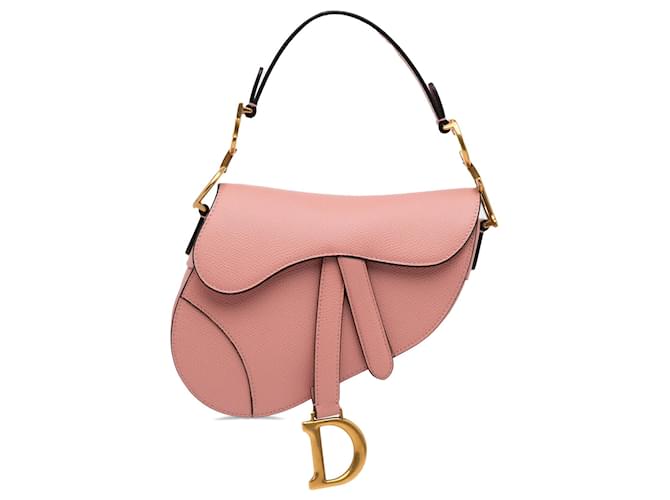 Minibolso Saddle de cuero rosa Dior Becerro  ref.1238729