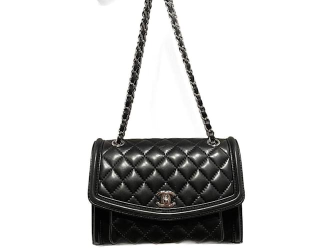 Chanel Handtaschen Schwarz Silber Hardware Leder  ref.1238735