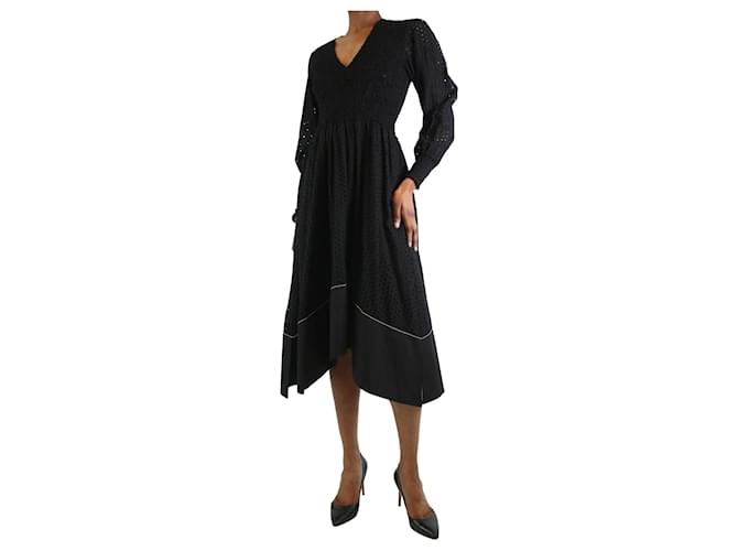 Proenza Schouler Vestido midi fruncido con aberturas en negro - talla XS Algodón  ref.1238739