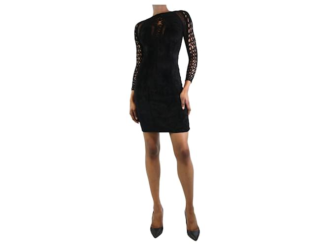 Dolce & Gabbana Vestido preto de renda franzido - tamanho UK 12 Poliéster  ref.1238746