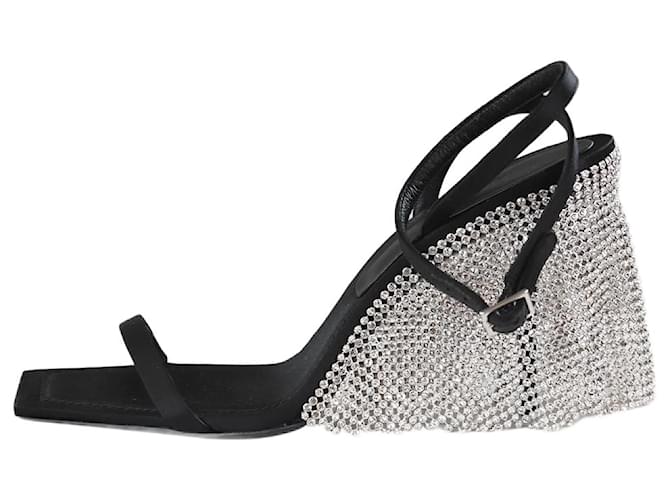 Autre Marque Black crystal-embellished sandal heels - size EU 38 Leather  ref.1238748