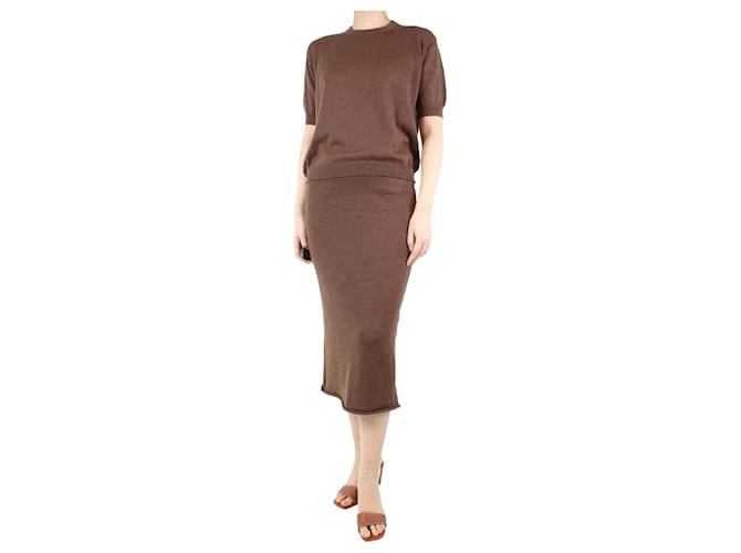 Autre Marque Brown knit top and skirt set - size UK 10  ref.1238759