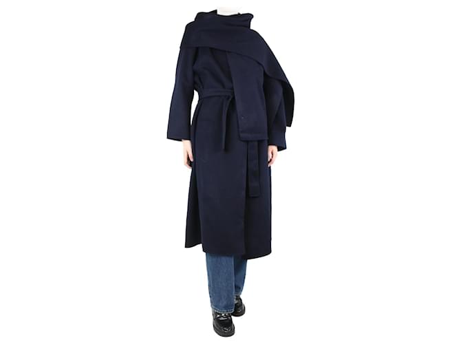 Autre Marque Cappotto oversize in lana blu, viene fornito con sciarpa - taglia UK 10  ref.1238763