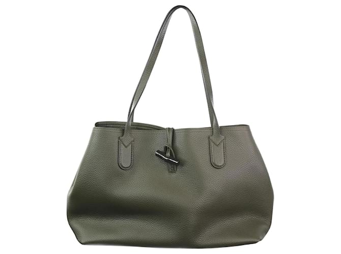 Longchamp Cabas Roseau Essential kaki Cuir Vert  ref.1238767