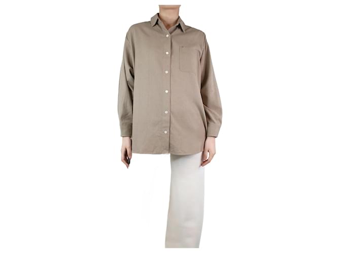 Autre Marque Brown silk oversized shirt - size XS  ref.1238769