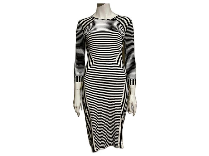 Diane Von Furstenberg DvF Haven dress with flattering stripe pattern Black White