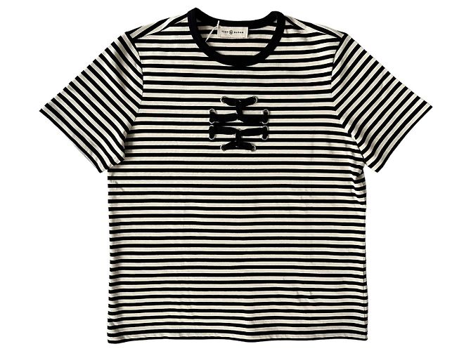 Tory Burch Top in cotone a righe logate Multicolore