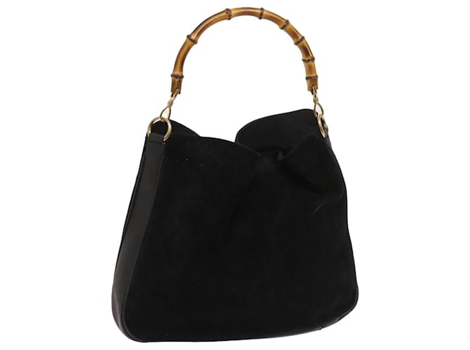 GUCCI Bamboo Shoulder Bag Suede Black 001 2058 1577 0 Auth ac2612  ref.1238806