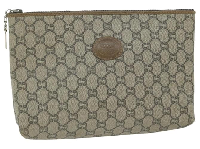 GUCCI GG Plus Supreme Clutch Bag PVC Leather Beige Auth 63606  ref.1238815