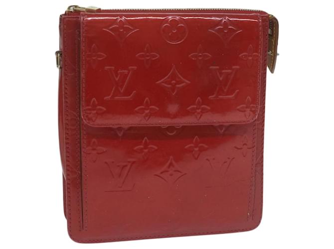 LOUIS VUITTON Monogram Vernis Motto Accessory Pouch Red M91137 LV Auth 65175 Patent leather  ref.1238869