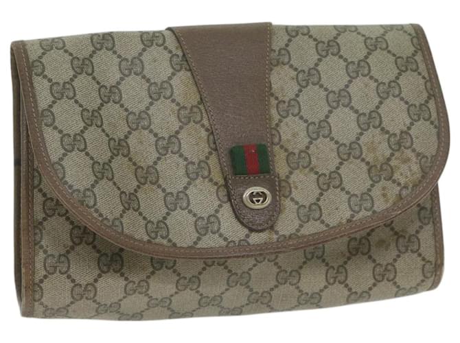 GUCCI Pochette GG Supreme Web Sherry Line PVC Beige 89 01 030 auth 65174  ref.1238889