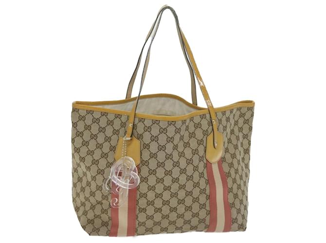 GUCCI GG Canvas Sherry Line Tote Bag Beige Red 211970 auth 65171 Cloth  ref.1238891