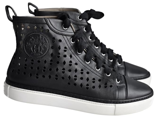 Hermès Unisex Jimmy high-top sneakers Black Leather  ref.1238958