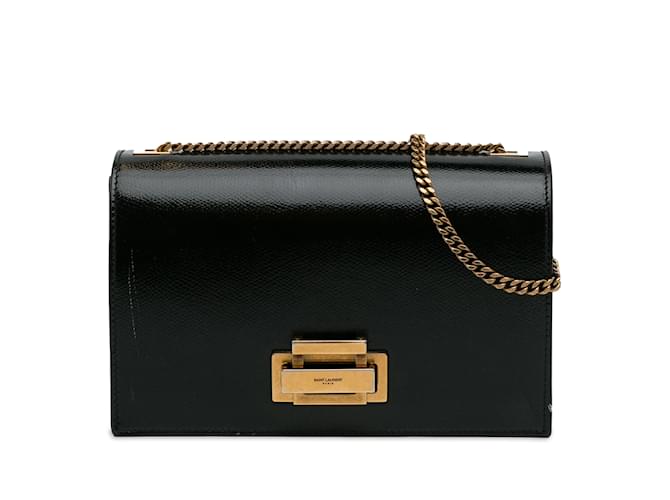 Schwarze Saint Laurent Art Deco Flap Bag Leder  ref.1238979