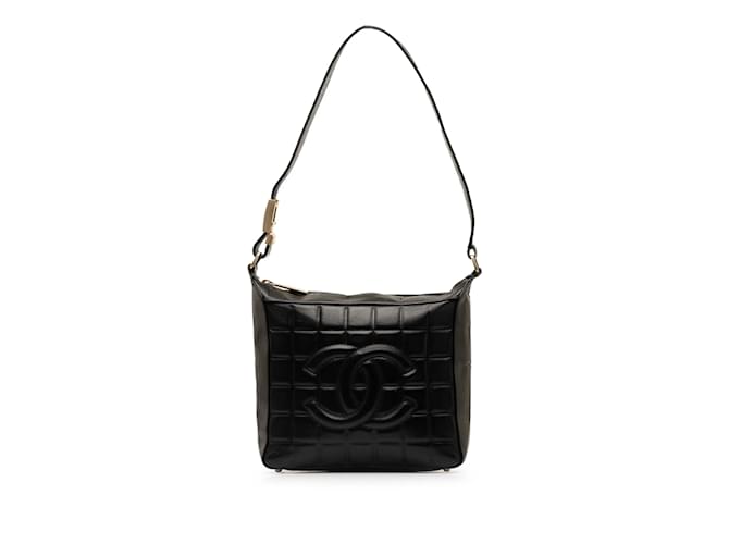 Black Chanel CC Choco Bar Shoulder Bag Leather  ref.1239003
