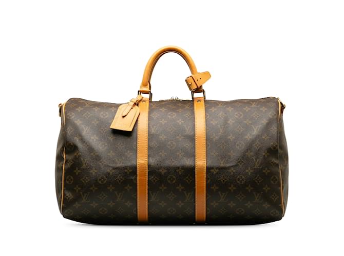 Brown Louis Vuitton Monogram Keepall Bandouliere 50 Travel bag Leather  ref.1239010