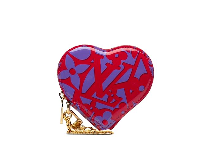 Rote Louis Vuitton-Monogramm-Vernis-Sweet-Repeat-Herz-Geldbörse  ref.1239015