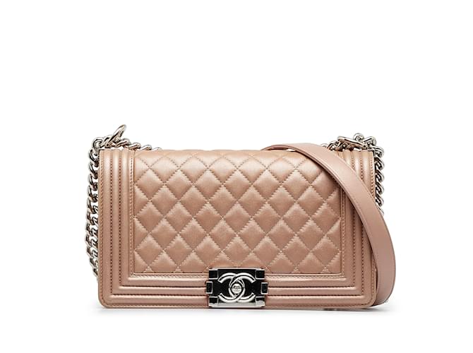 Tan Chanel Medium Boy Flap Bag Camel Leather  ref.1239024