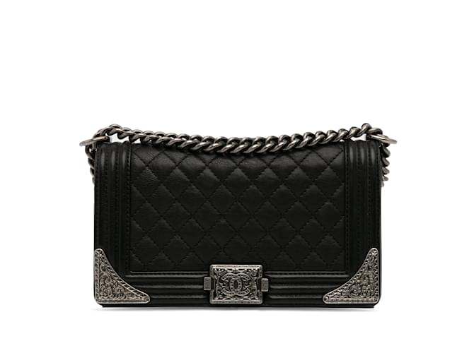 Black Chanel Medium Paris-Dallas Cowboy Boy Bag Leather  ref.1239031