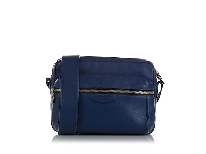 Blue Louis Vuitton Taiga Outdoor Messenger PM Crossbody Bag Leather  ref.1239034