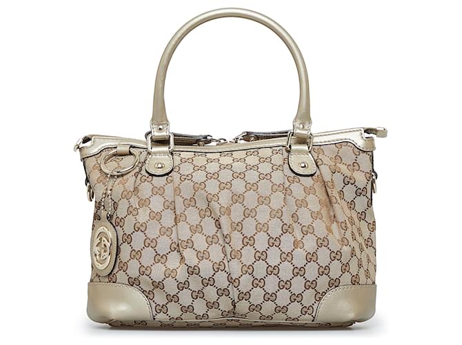 Brown Gucci GG Canvas Sukey Satchel Leather  ref.1239037