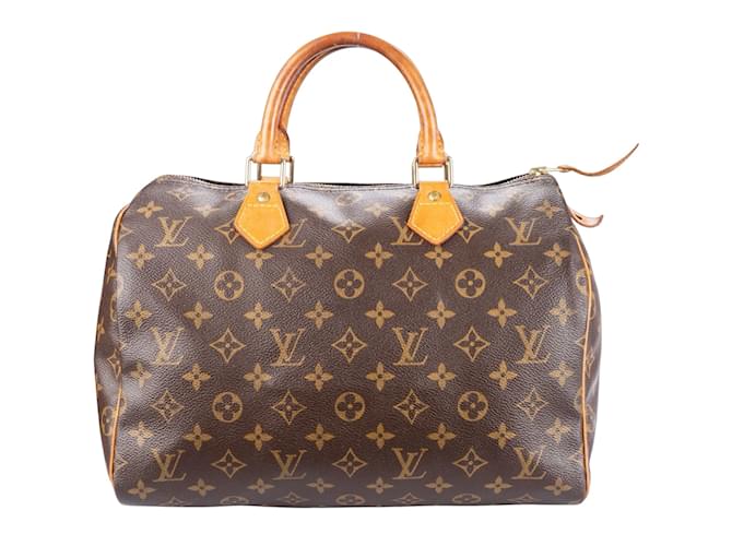 Monograma Louis Vuitton Canvas Speedy 30 Bolsa Marrom Couro  ref.1239060