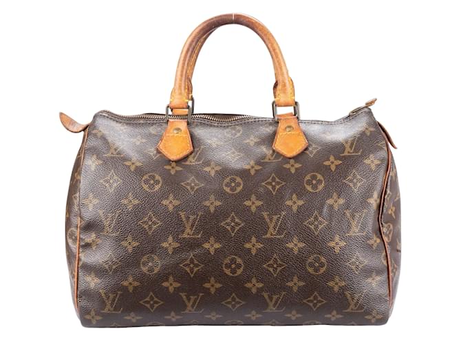Louis Vuitton Canvas Monogram Speedy 30 handbag Brown Cloth  ref.1239068