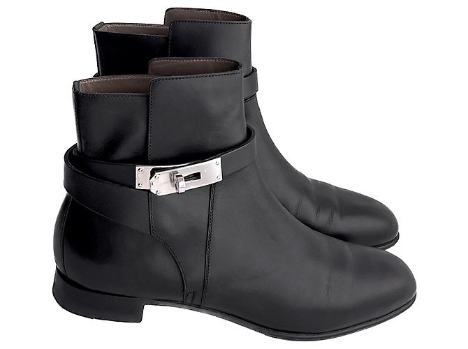 Hermès Botins Neo icônicos com Kelly Lock Preto