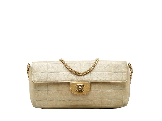 Borsa a spalla con catena Chanel Canvas Leather Coco Mark New Travel Line in ottime condizioni Beige Tela  ref.1239092