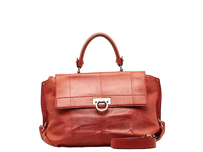 Salvatore Ferragamo Gancini Sofia Lederhandtasche in gutem Zustand Rot  ref.1239093