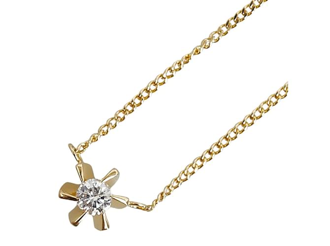 Autre Marque 18k Gold Diamond Flower Pendant Necklace  ref.1239115