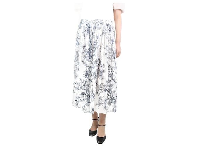 Christian Dior White and blue printed skirt - size UK 12 Cotton  ref.1239130