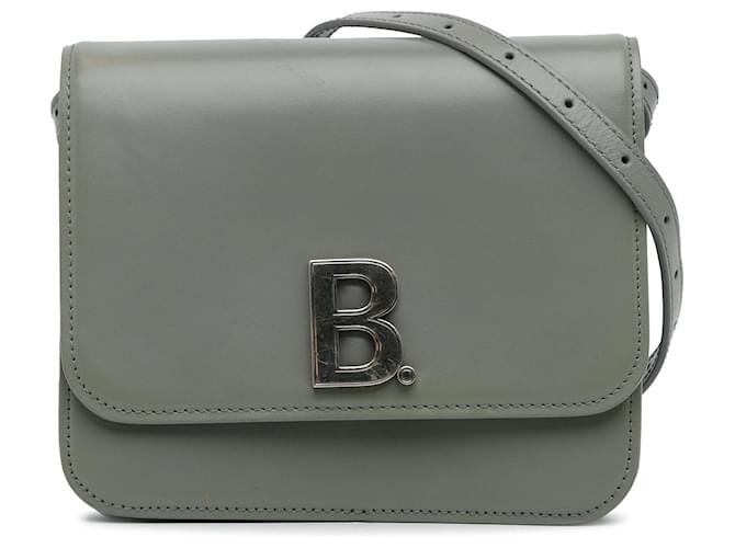 Balenciaga Gray Small B Crossbody Bag Grey Leather Pony-style calfskin  ref.1239143