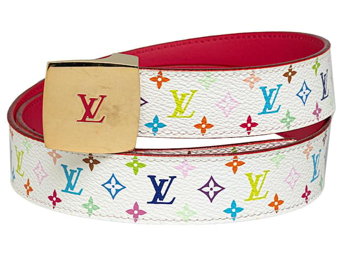 Cintura reversibile Louis Vuitton con monogramma bianco multicolore LV Cut Tela  ref.1239156