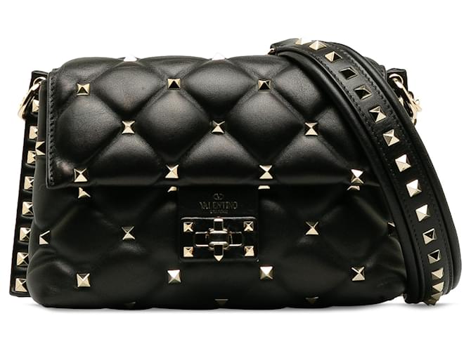 Valentino Black Candystud Shoulder Bag Leather Pony-style calfskin  ref.1239159