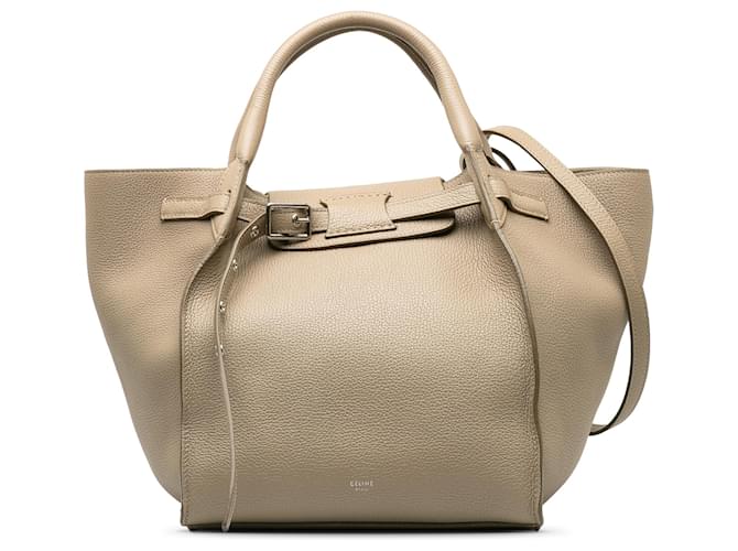 Big Bag Céline Bolso satchel grande pequeño marrón Celine Castaño Beige Cuero Becerro  ref.1239167