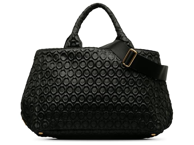 Bolso satchel Canapa bordado negro de Prada Nylon Paño  ref.1239174