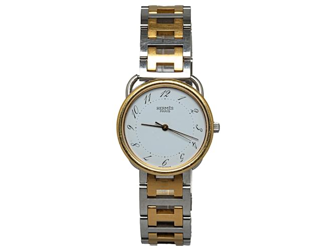 Hermès Relógio Arceau Hermes Prata Quartzo Aço Inoxidável Dourado Metal Banhado a ouro  ref.1239186
