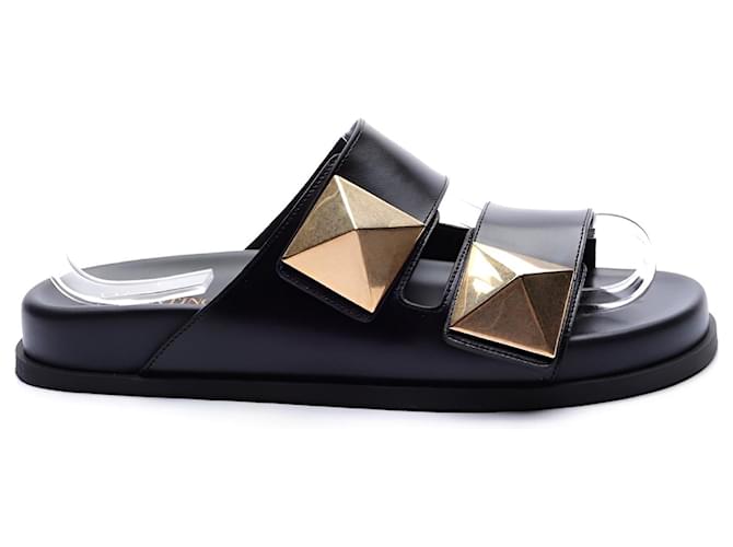 Valentino Garavani Sandals Black Leather  ref.1239193