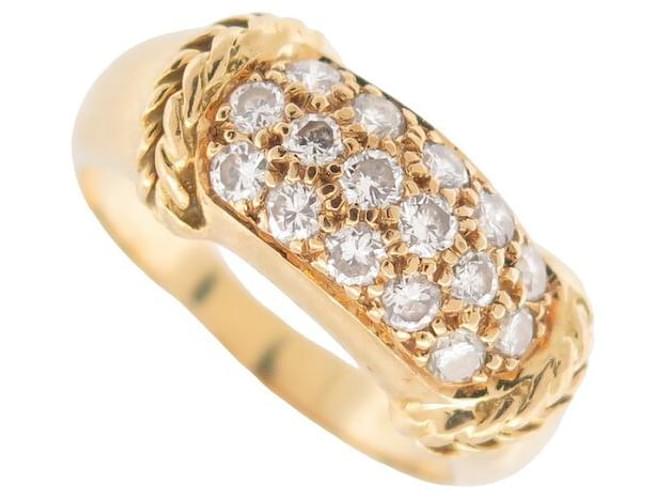 Autre Marque anel de cabeça 52 Em ouro amarelo 18K 5.4gr e 16 diamantes brilhantes 0.4CT GOLD RING Dourado  ref.1239241
