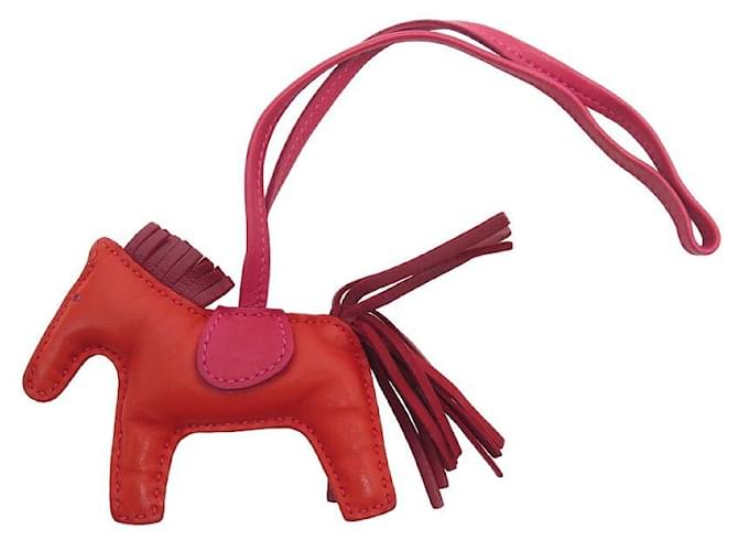 Hermès NEW HERMES RODEO PM BAG JEWEL IN RED LEATHER + NEW LEATHER CHARM BOX Pink  ref.1239243