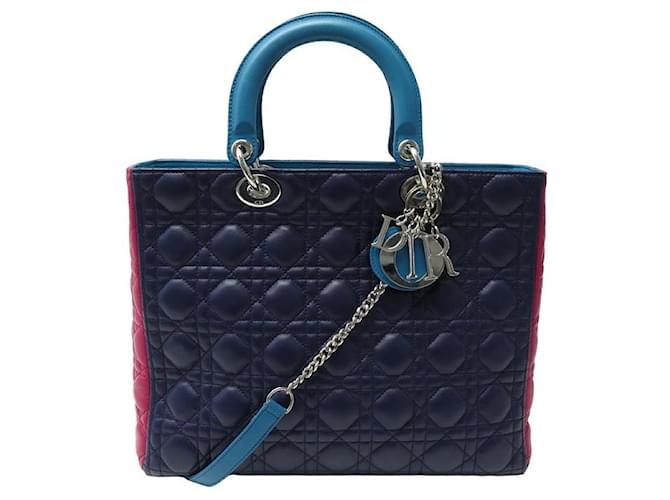 SAC A MAIN CHRISTIAN DIOR LADY LARGE CUIR CANNAGE BANDOULIERE HAND BAG Multicolore  ref.1239255