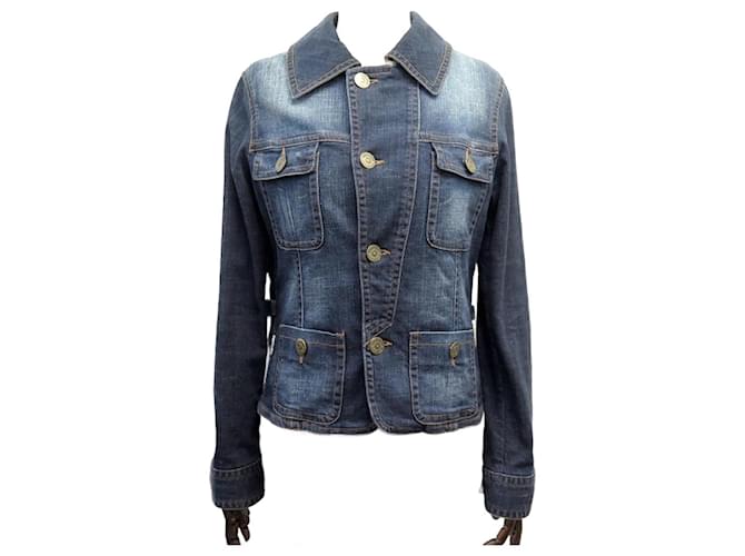 Burberry t jacket40 M IN JEANS REMOVABLE INTERIOR VEST TARTAN JACKET Blue Denim  ref.1239262