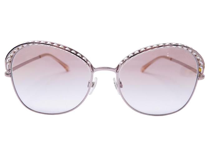 NEUF LUNETTES DE SOLEIL CHANEL PERLES 4246-H EN METAL ROSE BOITE SUNGLASSES Métal  ref.1239285