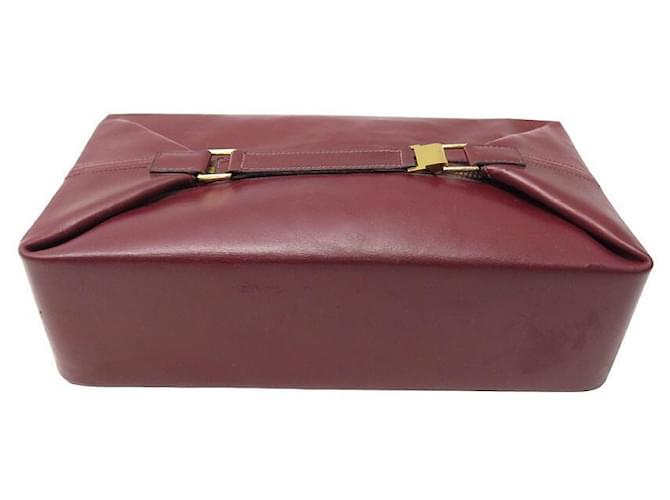 Hermès VINTAGE TROUSSE DE TOILETTE HERMES POCHE CLOCHE CUIR BOX ROUGE BORDEAUX TOILETRY  ref.1239296