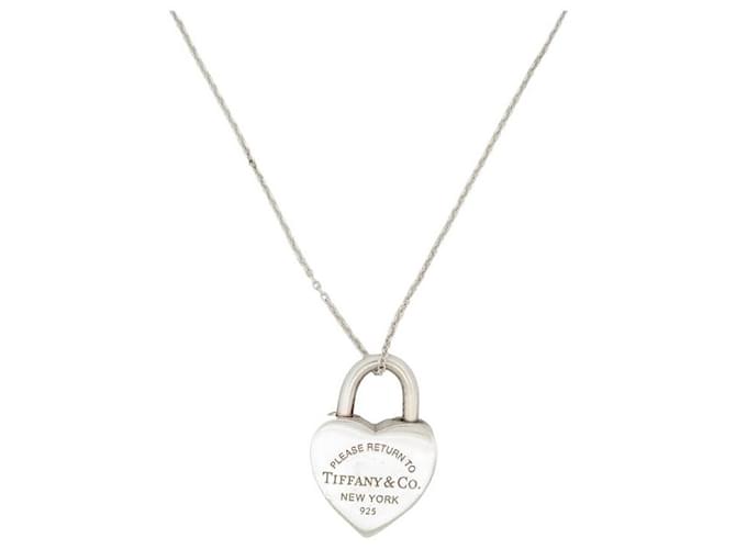 TIFFANY & CO RETURN TO SILVER HEART PENDANT NECKLACE 925 NECKLACE Silvery  ref.1239298
