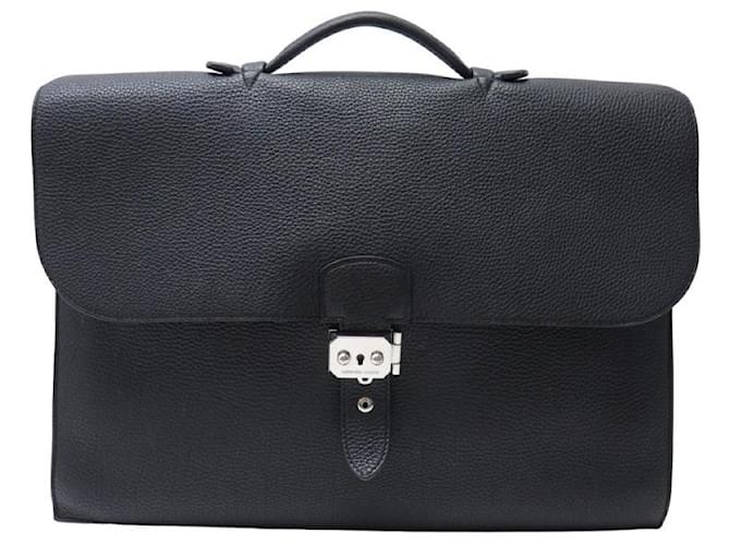 Hermès HERMES DESPATCH BAG SACOCHE 2 BLACK TOGO LEATHER BELLOWS HAND BAG  ref.1239319