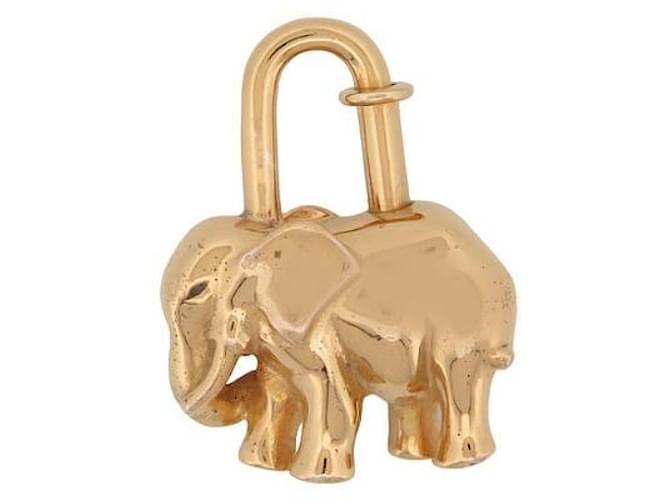 Other jewelry Hermès RARE HERMES PADLOCK CHARM ELEPHANT GOLD METAL PENDANT KEY RING GOLDEN PADLOCK  ref.1239323