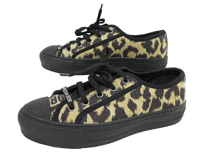 NEUE CHRISTIAN DIOR WALK'N'DIOR LEOPARD SCHUHE SNEAKERS 37.5 IT 38 fr Leinwand  ref.1239333